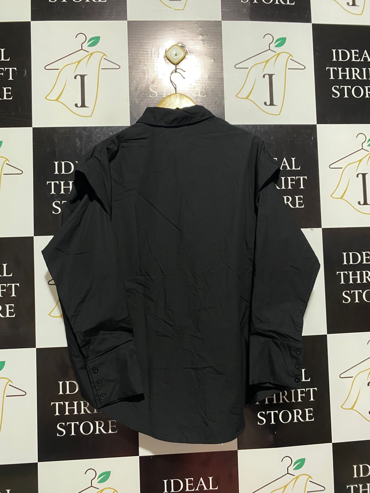HAUTE SHEIN |XXL|BUST FREE| B7| BLACK OVERSIZED DECONSTRUCTED SHOULDER BUTTON-DOWN SHIRT