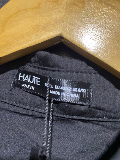 HAUTE SHEIN |XXL|BUST FREE| B7| BLACK OVERSIZED DECONSTRUCTED SHOULDER BUTTON-DOWN SHIRT