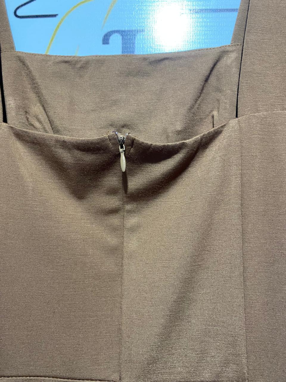 |S| BUST 15| B7| ZARA CHOCOLATE BROWN SQUARE NECK MAXI DRESS WITH FRONT SLIT