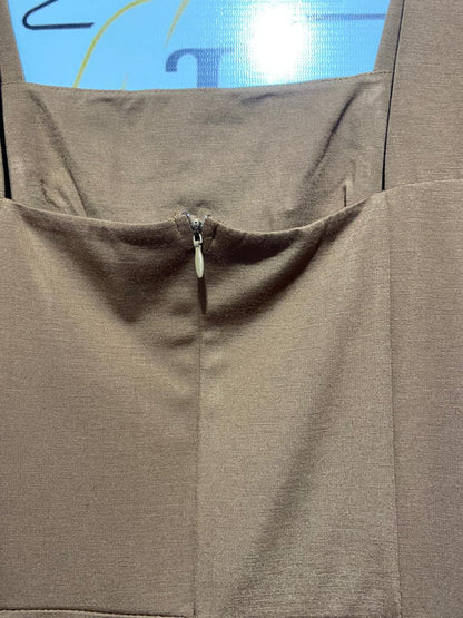 |S| BUST 15| B7| ZARA CHOCOLATE BROWN SQUARE NECK MAXI DRESS WITH FRONT SLIT
