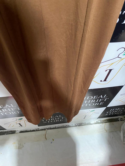 |S| BUST 15| B7| ZARA CHOCOLATE BROWN SQUARE NECK MAXI DRESS WITH FRONT SLIT