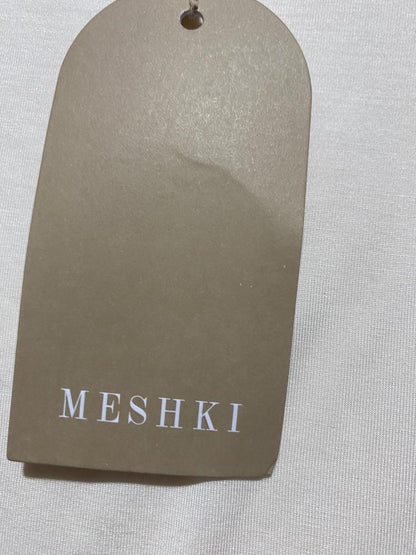 MESHKI |M| BUST 15| B7|MESHKI OFF-WHITE HIGH NECK LONG SLEEVE CORSET HEM TOP
