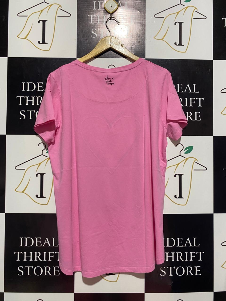 ELMO |L| BUST 23| B7| VIBRANT PINK HEART GRAPHIC T-SHIRT - SOFT COTTON CASUAL SHORT SLEEVE TEE