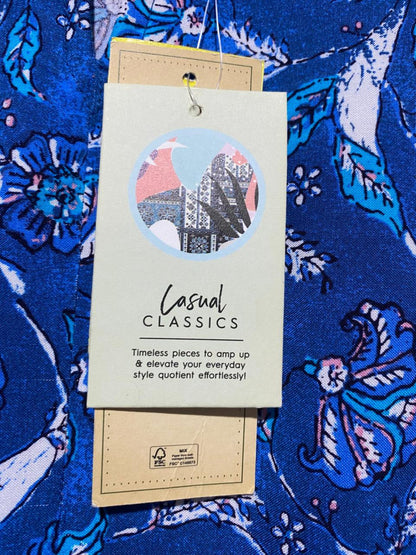 GLOBAL DESI |XL| BUST 22| B7| ROYAL BLUE FLORAL ARTISAN TUNIC