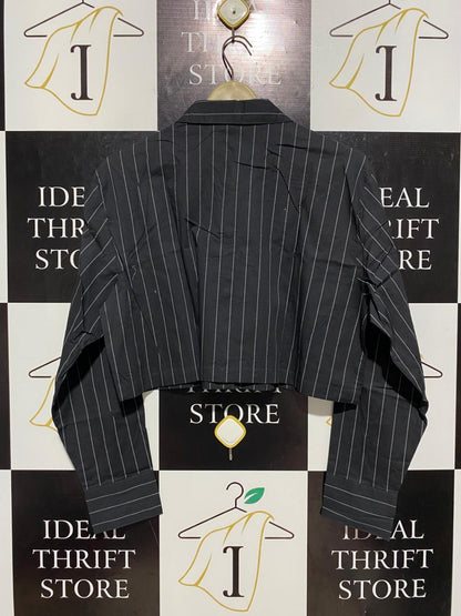 H&M |M| BUST 22| B7| STRIPED CROPPED POPLIN SHIRT