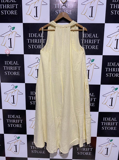 ANKO |L| BUST 20| B7| SOFT LEMON TEXTURED MAXI DRESS