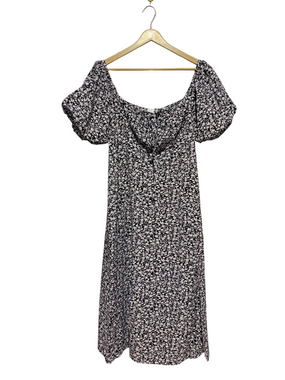 |M| BUST 17| B8| VINTAGE-INSPIRED FLORAL DITSY PRINT MIDI DRESS WITH PUFF SLEEVES