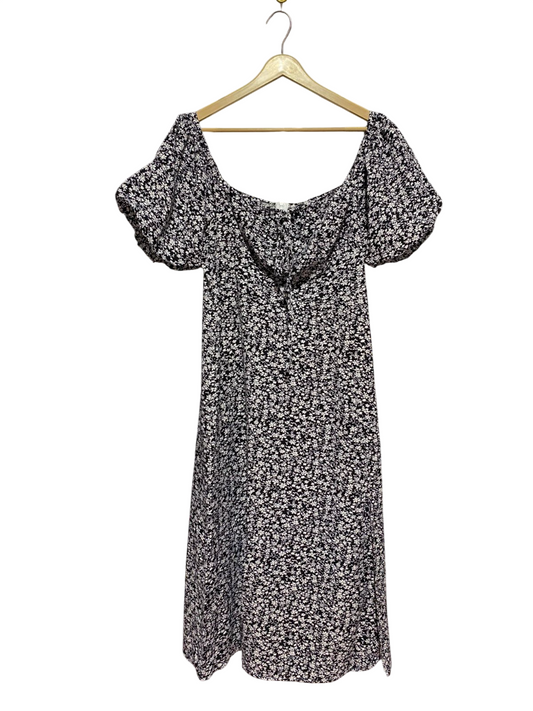 |M| BUST 17| B8| VINTAGE-INSPIRED FLORAL DITSY PRINT MIDI DRESS WITH PUFF SLEEVES