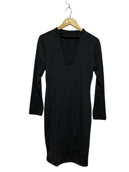 ABL |L| BUST 17| B8| CHIC BLACK BODYCON MINI DRESS WITH CHOKER NECKLINE