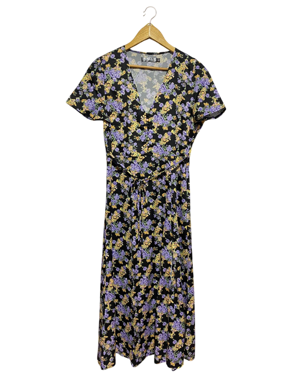 MISSGUIDED |L| BUST 20| B8| VINTAGE FLORAL V-NECK MAXI DRESS WITH WAIST TIE