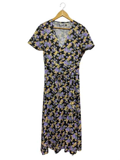 MISSGUIDED |L| BUST 20| B8| VINTAGE FLORAL V-NECK MAXI DRESS WITH WAIST TIE