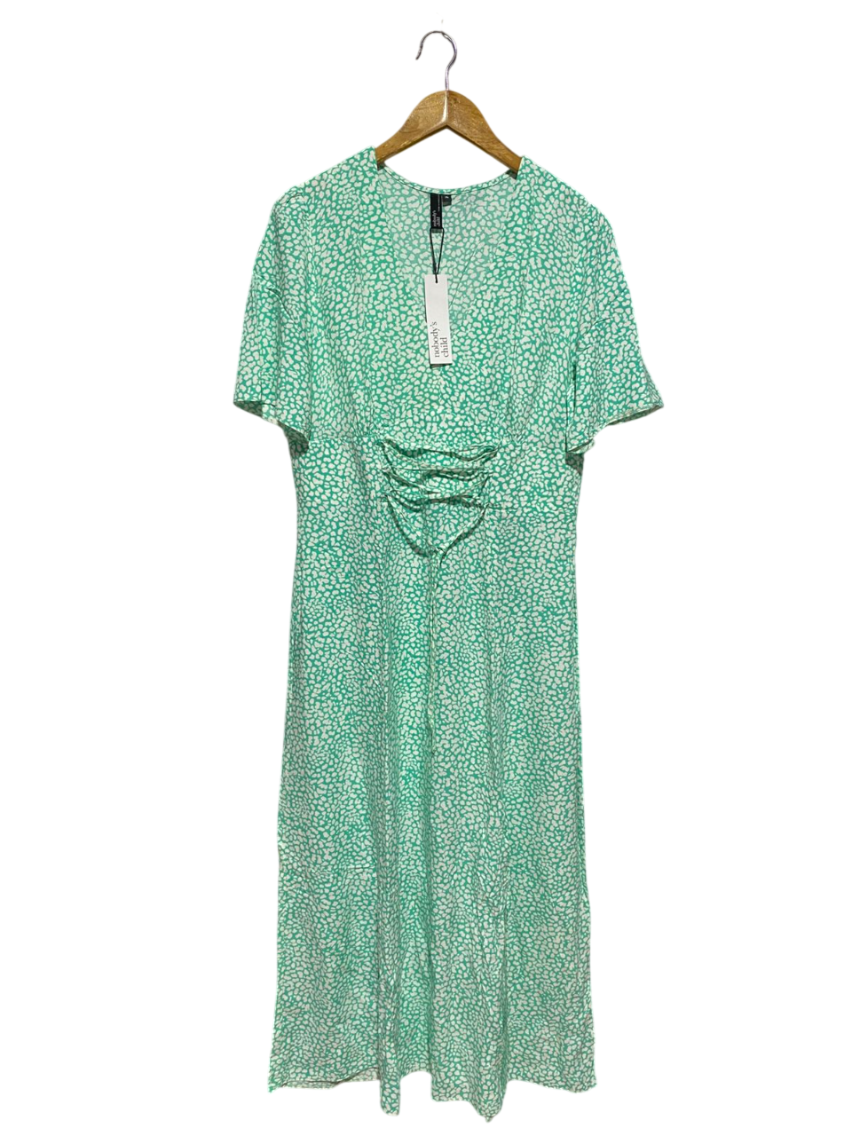 NO BODYS CHILD |L| BUST 19| B8| SQUARE NECK RUCHED MAXI DRESS