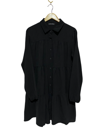 BOOHOO |L| BUST 21| B8| TIERED LONG SLEEVE SMOCK SHIRT DRESS