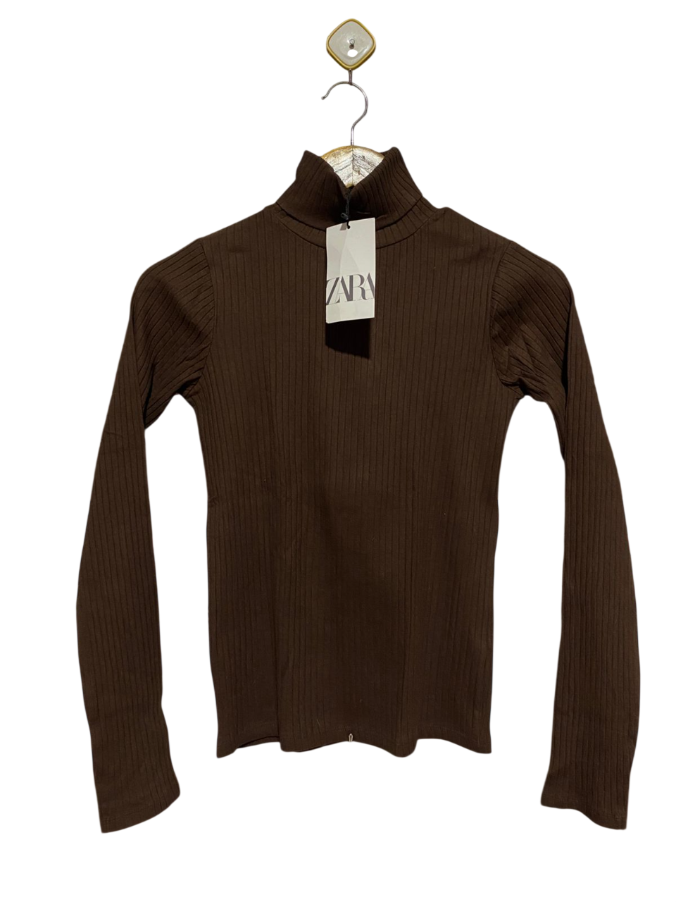 ZARA |S| BUST 15| B8| RIBBED TURTLENECK LONG SLEEVE TOP