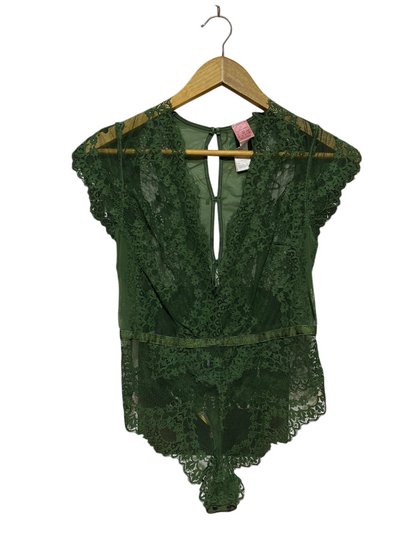 HUNKEMOLLER |M| BUST 15| B8| ELEGANT EMERALD GREEN LACE BODYSUIT