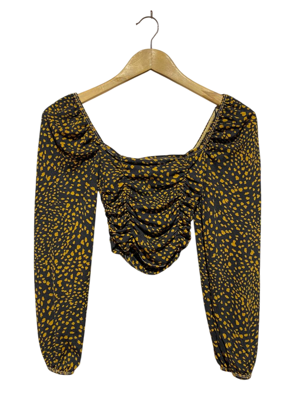 TOP SHOP |S| BUST 12| B8| CHEVRON RUCHED ANIMAL PRINT CROP TOP