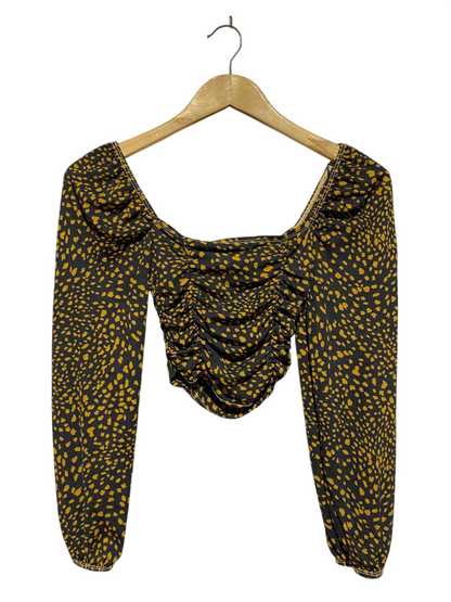 TOP SHOP |S| BUST 12| B8| CHEVRON RUCHED ANIMAL PRINT CROP TOP