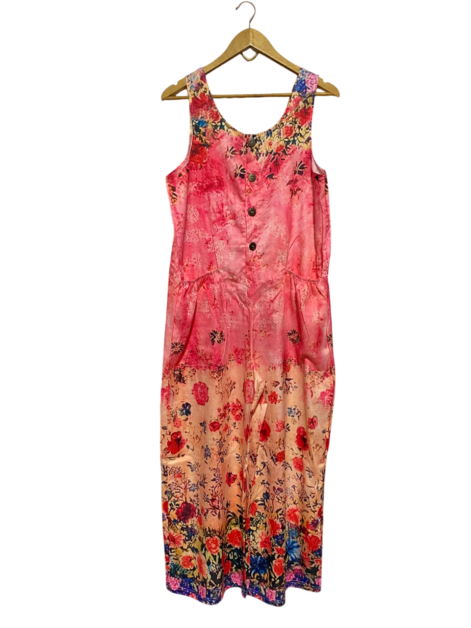 |L| BUST 19| B8| BOHEMIAN FLORAL PRINT SLEEVELESS JUMPSUIT
