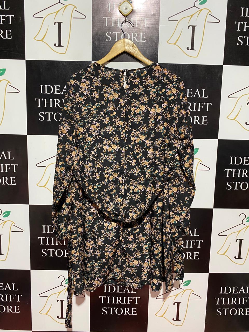 SHEIN |L| BUST 21| B8| DITSY FLORAL LONG SLEEVE MINI DRESS