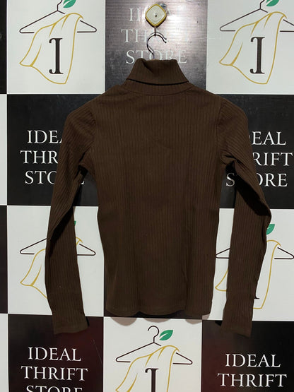 ZARA |S| BUST 15| B8| RIBBED TURTLENECK LONG SLEEVE TOP
