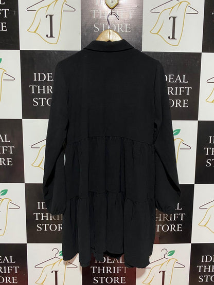 BOOHOO |L| BUST 21| B8| TIERED LONG SLEEVE SMOCK SHIRT DRESS