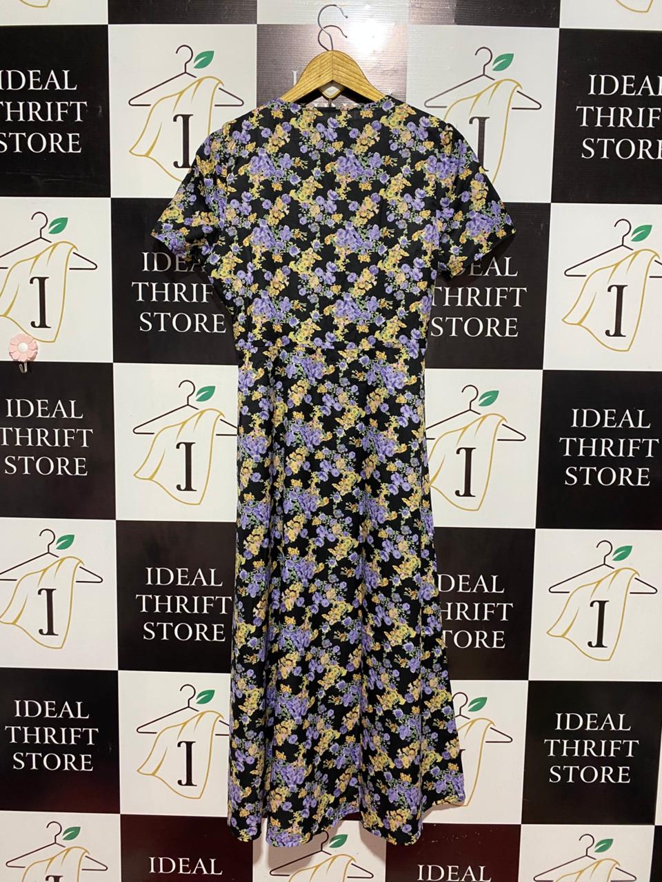 MISSGUIDED |L| BUST 20| B8| VINTAGE FLORAL V-NECK MAXI DRESS WITH WAIST TIE