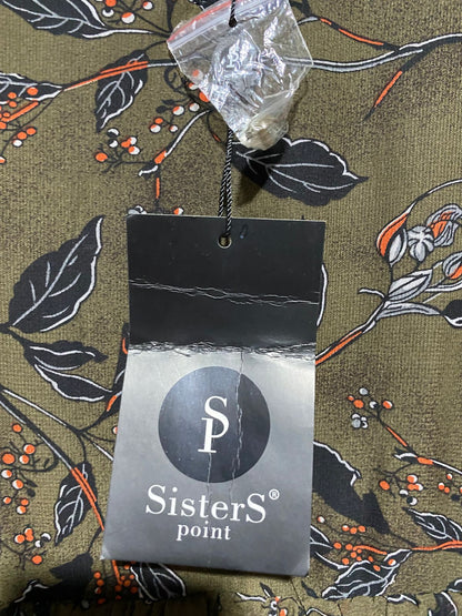 SISTERS POINT |M| BUST 17| B8| ELEGANT OLIVE GREEN BOTANICAL PRINT MINI DRESS WITH BELL SLEEVES