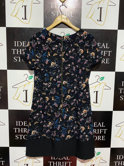 GEORGE |L| BUST 18| B8| CHIC BLACK FLORAL AND BUTTERFLY PRINT SHIFT DRESS
