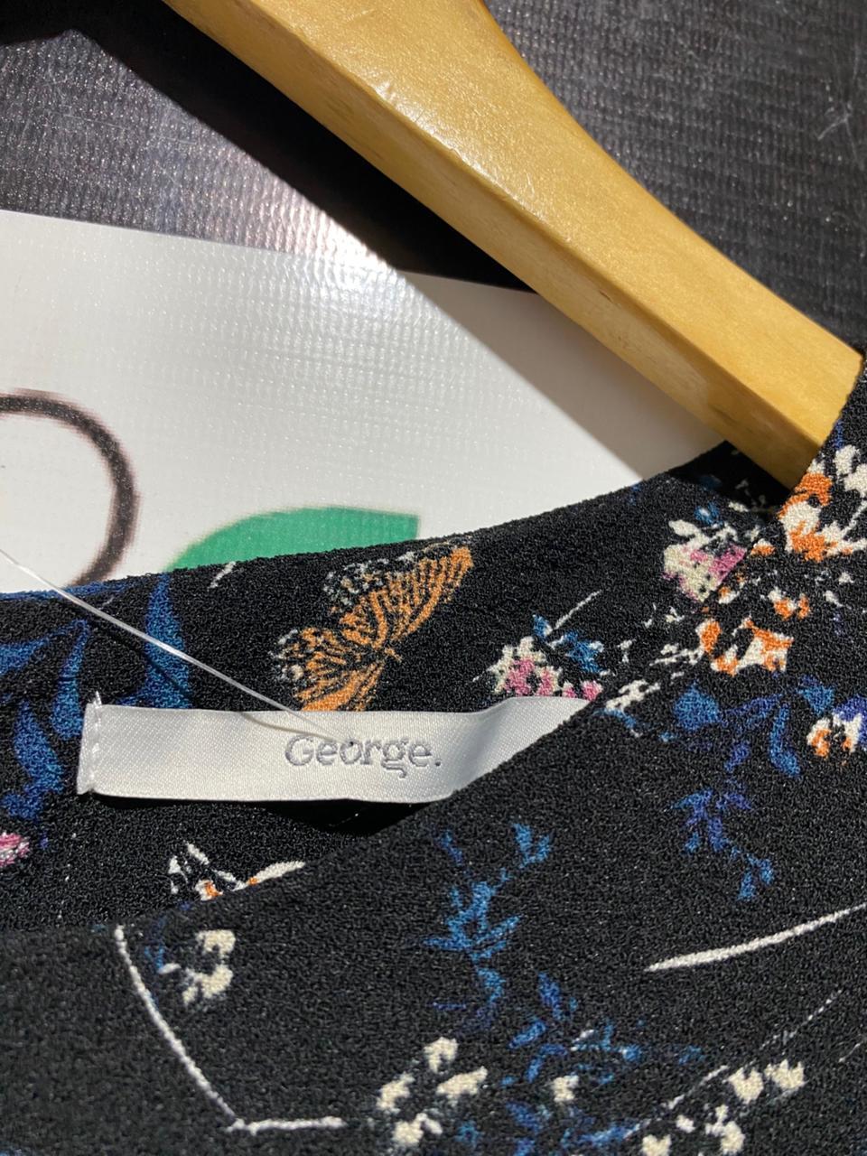 GEORGE |L| BUST 18| B8| CHIC BLACK FLORAL AND BUTTERFLY PRINT SHIFT DRESS