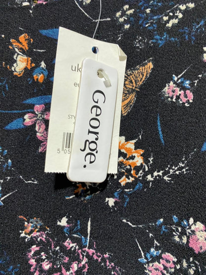 GEORGE |L| BUST 18| B8| CHIC BLACK FLORAL AND BUTTERFLY PRINT SHIFT DRESS