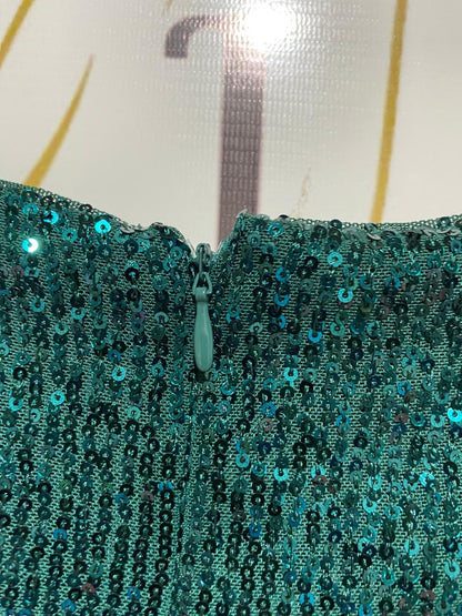SOSANDAR |M| BUST 16| B8| LUXURIOUS EMERALD GREEN SEQUIN SQUARE NECK COCKTAIL DRESS