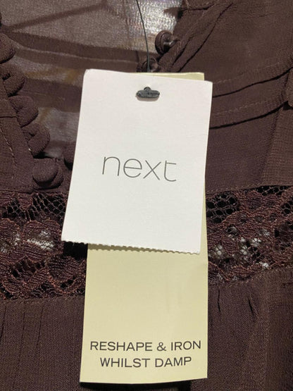 NEXT |L| BUST 23| B8| DEEP CHOCOLATE LACE-TRIMMED BOHO BLOUSE