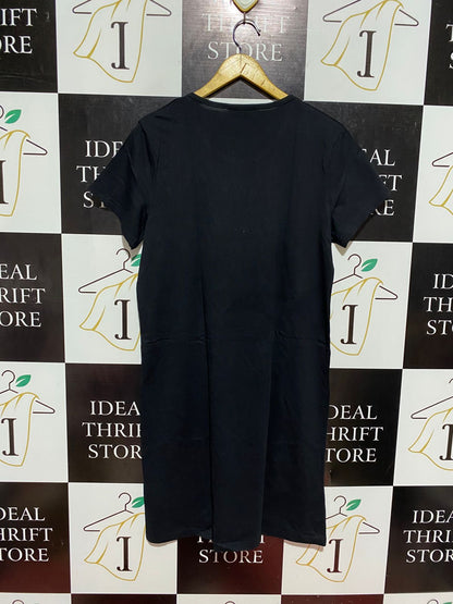 MONT NOIR |L| BUST 20| B7| BLACK "BIGHEART" GRAPHIC T-SHIRT DRESS WITH RED HEART MOTIF