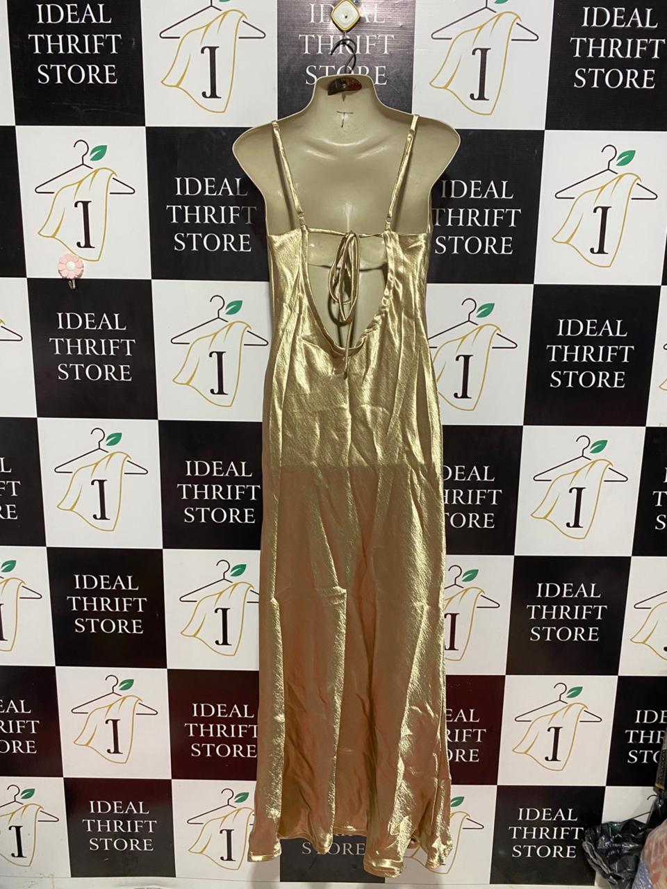 PUBLIC DESIRE |M| BUST 16| B7| LUXURIOUS CHAMPAGNE GOLD SATIN COWL NECK SLIP MAXI DRESS