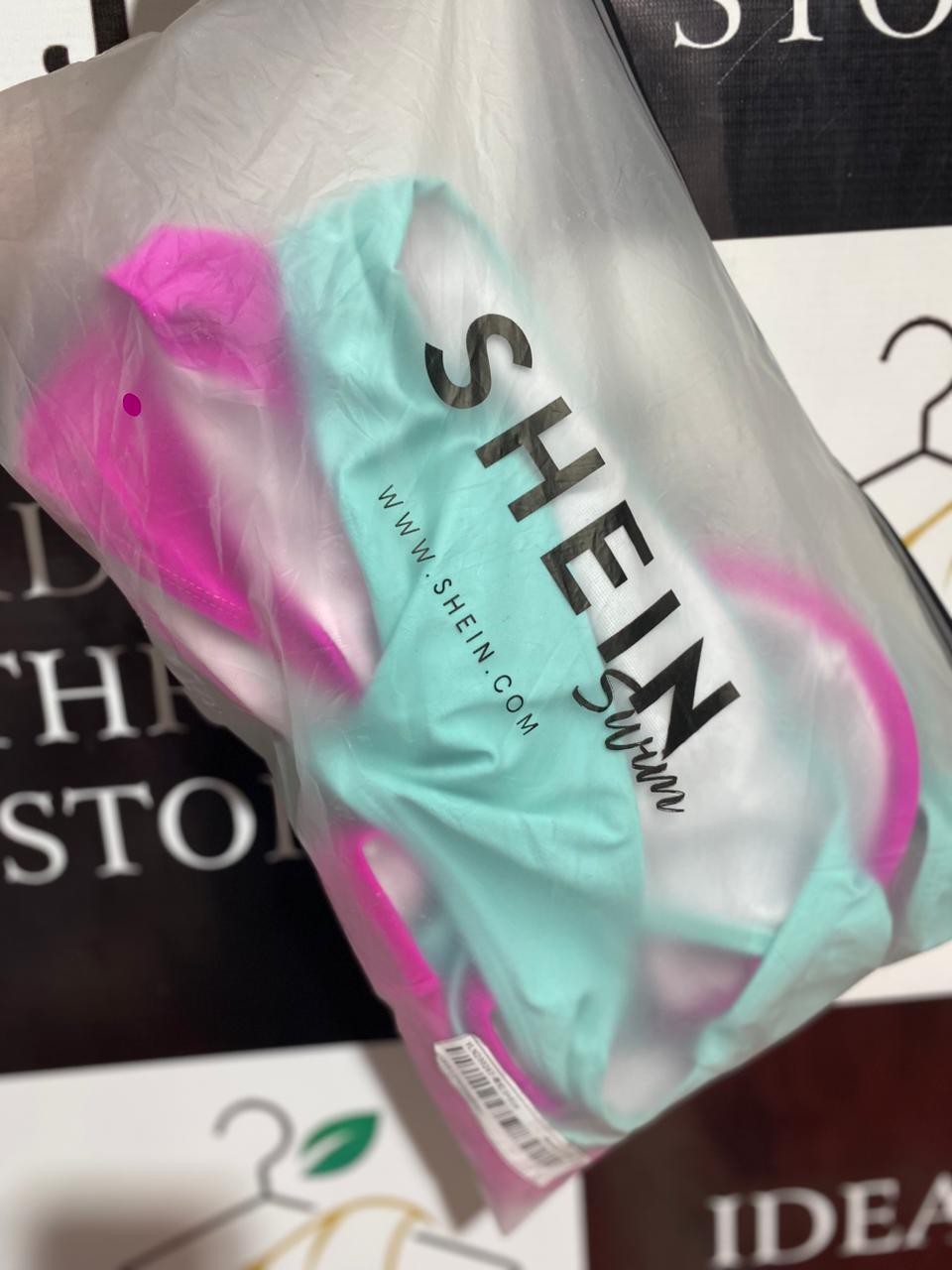 SHEIN |L| B7| VIBRANT HOT PINK ASYMMETRIC CUT-OUT BIKINI SET