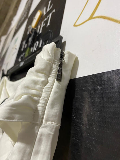AUTOGRAPH |L| WAIST 32| VIGOSS OFF-WHITE TIE-WAIST WIDE-LEG PALAZZO PANTS