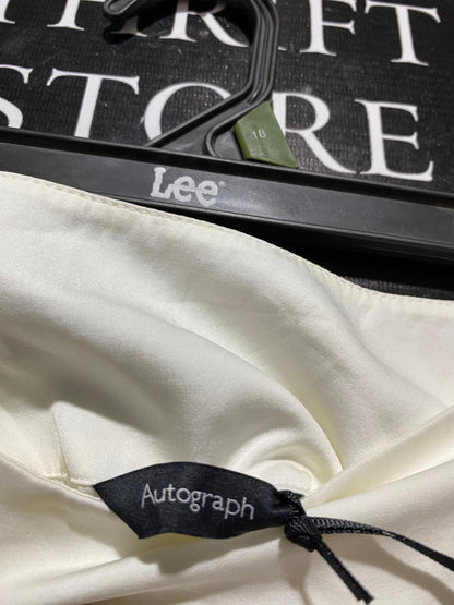AUTOGRAPH |L| WAIST 32| VIGOSS OFF-WHITE TIE-WAIST WIDE-LEG PALAZZO PANTS