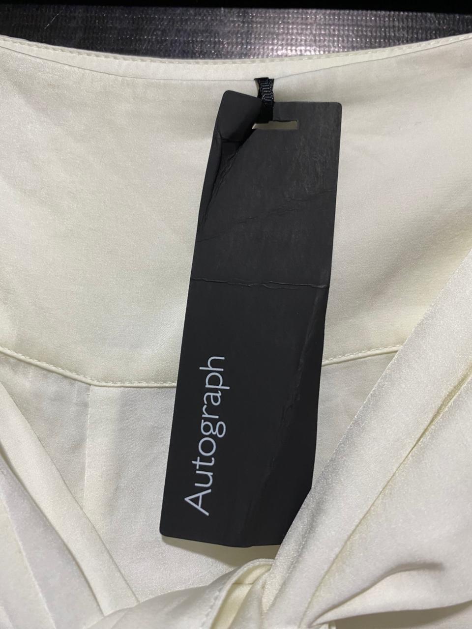 AUTOGRAPH |L| WAIST 32| VIGOSS OFF-WHITE TIE-WAIST WIDE-LEG PALAZZO PANTS
