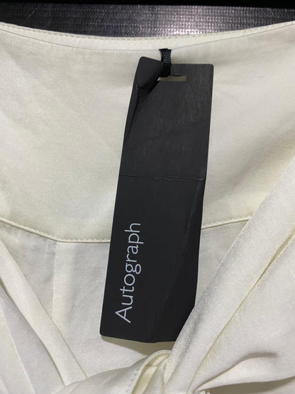 AUTOGRAPH |L| WAIST 32| VIGOSS OFF-WHITE TIE-WAIST WIDE-LEG PALAZZO PANTS