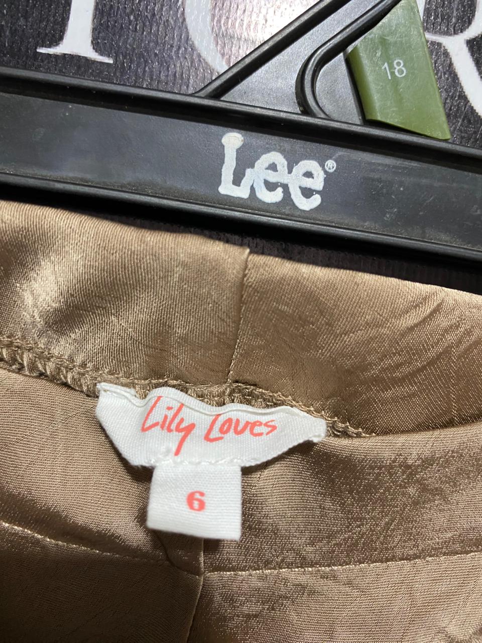 LILY LOVES |M| WAIST 26| B7| METALLIC CHAMPAGNE CRINKLE-TEXTURE WIDE-LEG PANTS