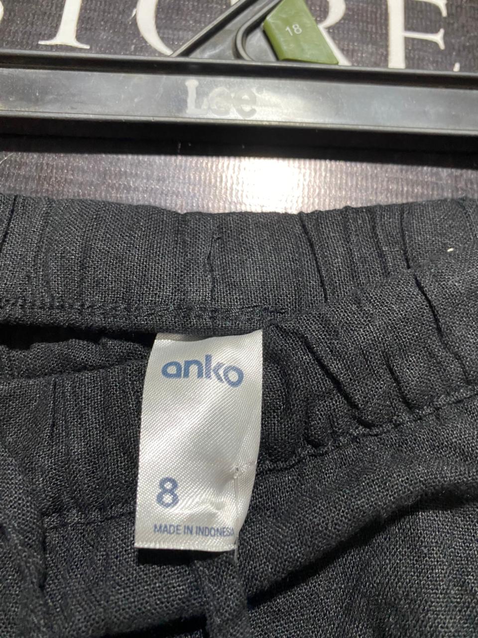 ANKO |M| WAIST 28| B7| BLACK ELASTIC WAIST WIDE-LEG LINEN-LOOK TROUSERS