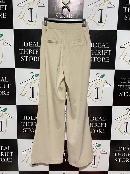 SNDYS |S| WAIST 26| B7| BEIGE HIGH-WAISTED WIDE-LEG PLEATED TROUSERS