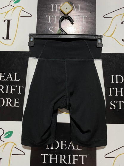 REEBOK |XS| WAIST 24| B7| HIGH-WAISTED BLACK AND WHITE COLORBLOCK BIKER SHORTS