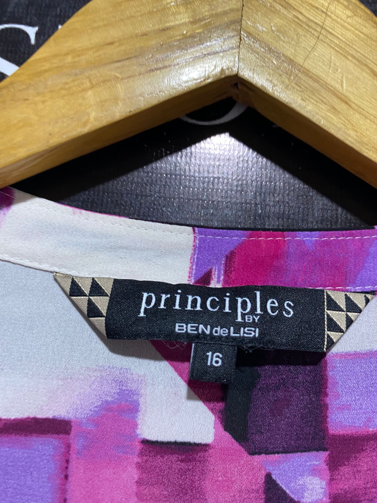 BEN DE LISI |L| BUST 22| B8| GEOMETRIC PRINT BUTTON-DOWN TUNIC DRESS