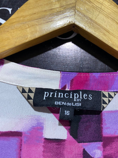 BEN DE LISI |L| BUST 22| B8| GEOMETRIC PRINT BUTTON-DOWN TUNIC DRESS