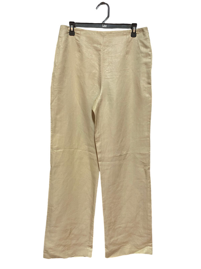 JAEGER |XL|WAIST 32| B8| ELEGANT CHAMPAGNE LINEN-BLEND STRAIGHT LEG TROUSERS