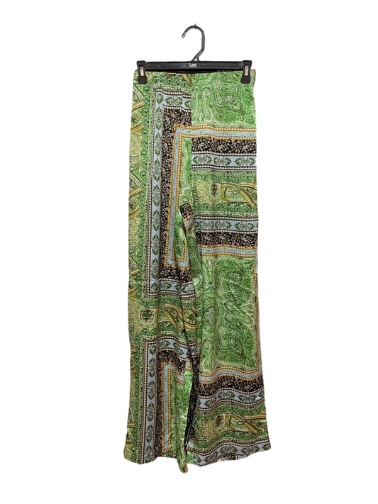 HEART BREAK |S| WAIST 24| B8| BOHEMIAN PAISLEY PRINT WIDE-LEG TROUSERS