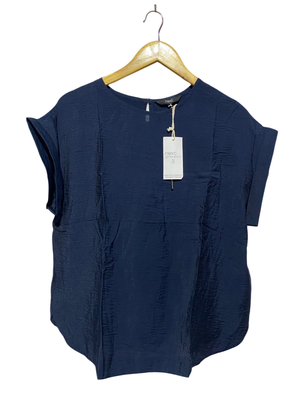 NEXT |M| BUST 22| B8| GENERATION TEXTURED CAP SLEEVE BLOUSE IN NAVY BLUE