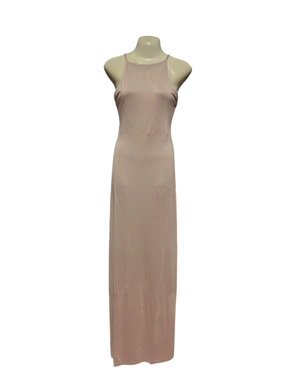 BOOHOO |L| BUST 17| B8| MINIMALIST HALTER NECK MAXI DRESS IN SOFT DUSTY ROSE