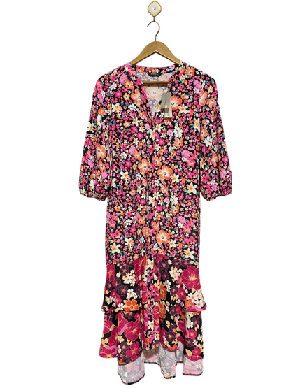 ROMAN |M| BUST 17| B8| ORIGINALS VIBRANT MULTI-FLORAL TIERED MIDI DRESS